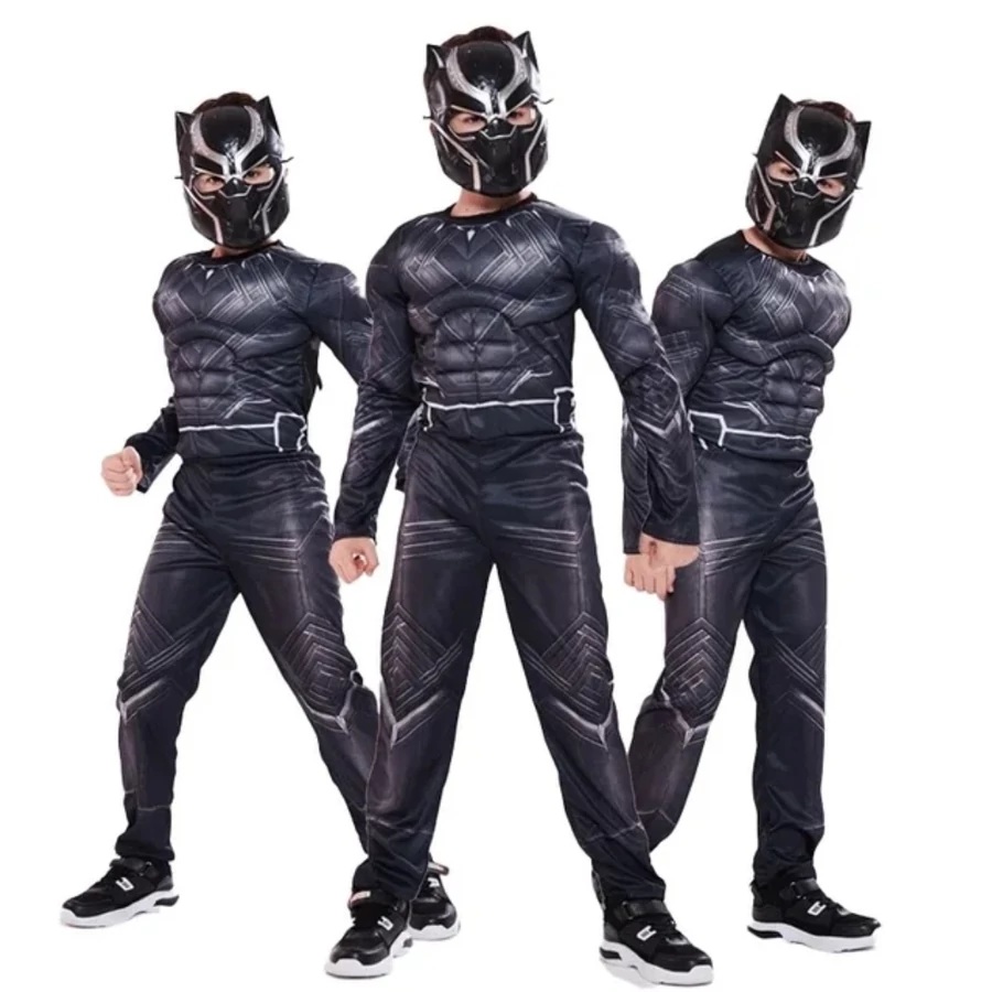 Fekete Párduc jelmez izomzattal, overállal és maszkkal gyerekeknek - Image 3
