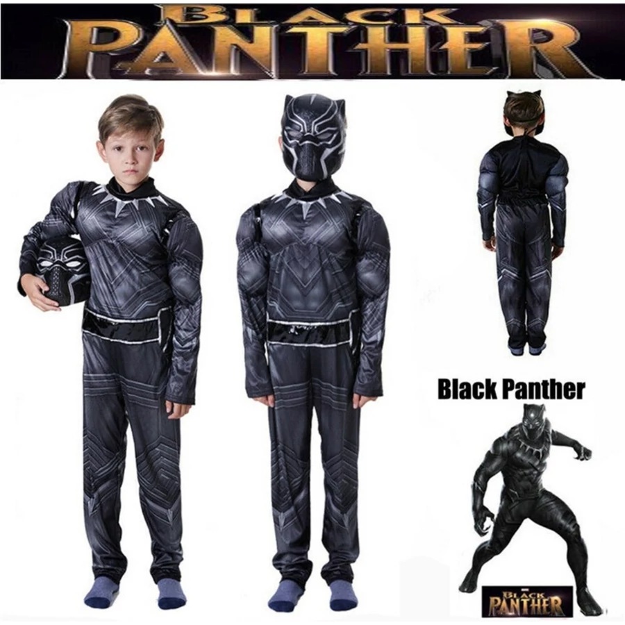 Fekete Párduc jelmez izomzattal, overállal és maszkkal gyerekeknek - Image 4