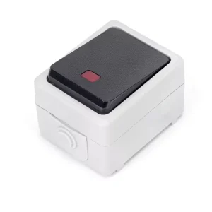 "Vízálló falon kívüli kapcsoló jelzőfénnyel IP54 szürke-fekete falon kívüli kapcsoló Aigostar "