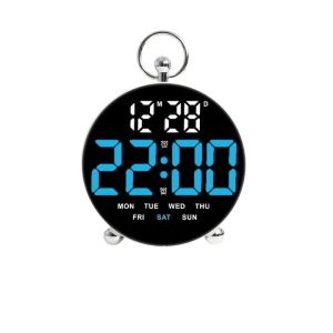 Szálcsiszolt Kerek Digitális Asztali Óra