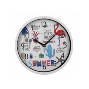 Summer Fun mintás kerek analóg falióra fehér kerettel 30 cm July