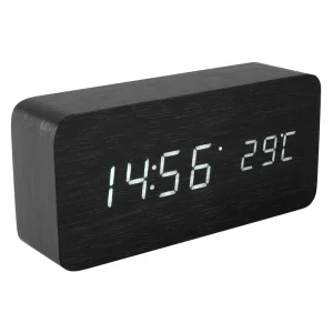 Silva Modern Sötét Fahatású Digitális Ébresztőóra