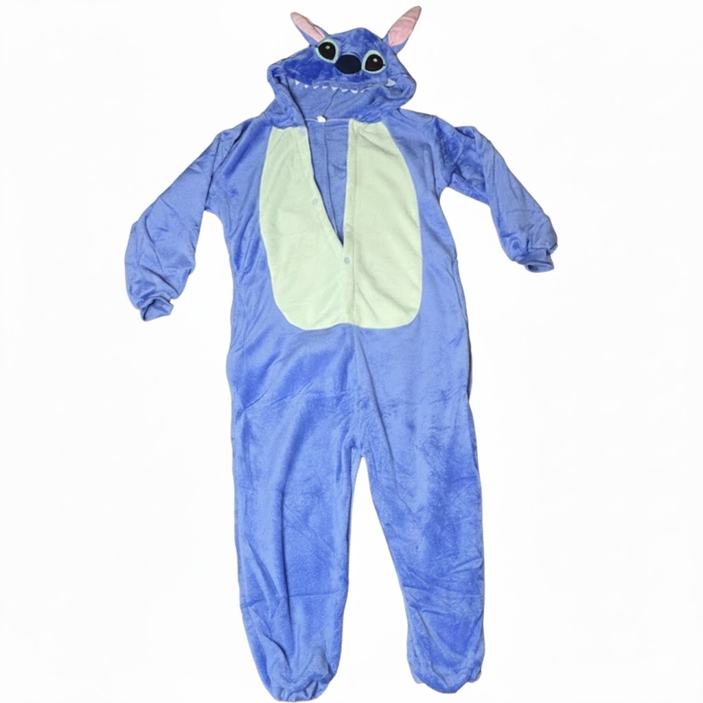 Gyermek Stitch jelmez – plüss kapucnis kezeslábas L méretben - Image 3