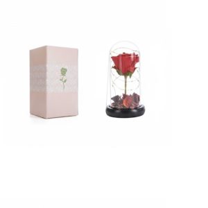 Valentin napi örökrózsa üvegkupolába led világítással