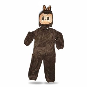 Labubu ihlette plüss jelmez maszkos kapucnival Barna – gyerek)