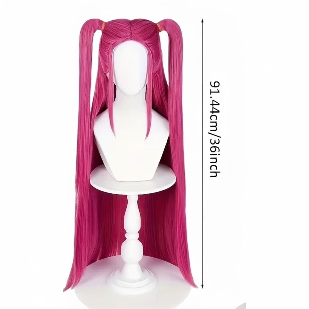 K-POP Mira paróka – extra hosszú, rózsaszín copfos paróka - Image 3