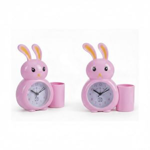 Nyuszis gyermek ébresztőóra tolltartóval rózsaszín kivitelben Torch
