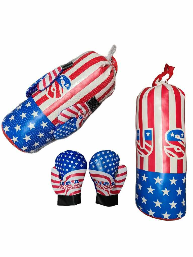 Amerikai zászló mintás gyerekboxzsák 2 db kesztyűvel , 43 ×14 cm - Image 2