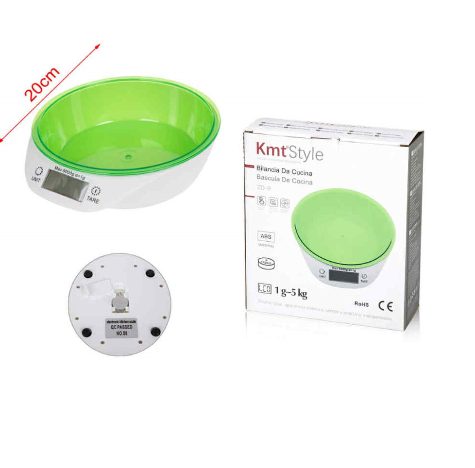 Digitális konyhai mérleg mérőtállal 5kg / 1g (20cm) Kmt Style