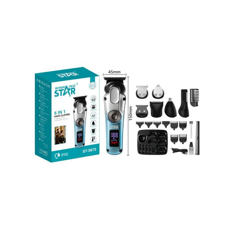 Winning Star Total Grooming 6 az 1-ben Professzionális Haj- és Szakállvágó Szett