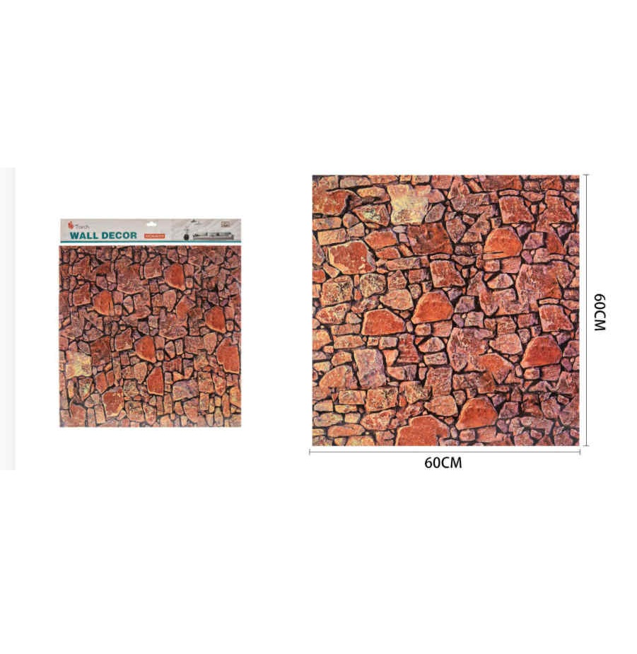 Rusztikus Terrakotta Kőmintás Öntapadós Csempematrica 60cm x 60cm - Image 2