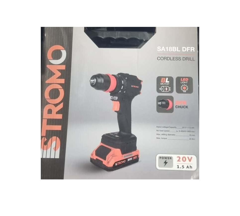 STROMO SA18BL DFR Professzionális Akkumulátoros Fúró-csavarozó 20V, Brushless motorral, cserélhető DFR tokmánnyal