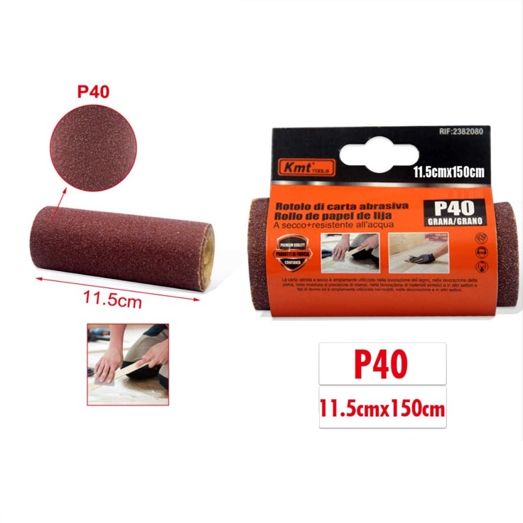 Csiszolópapír tekercs 11,5 cm x 150 cm, P40 szemcsézet, száraz és nedves csiszoláshoz - Kmt Tools
