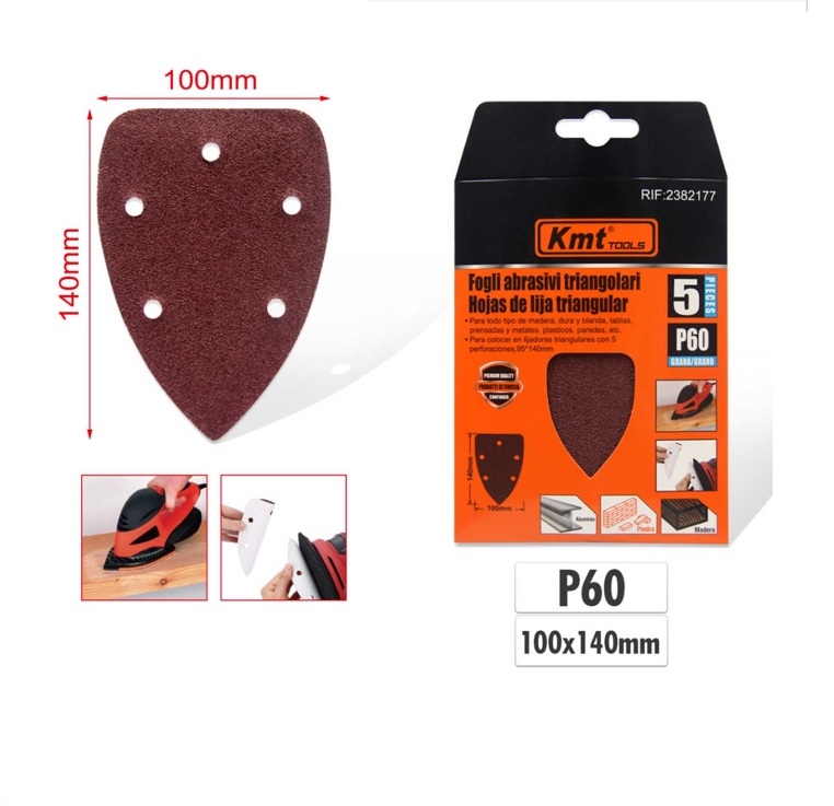 Delta csiszolópapír készlet 100x140 mm, P60 szemcsézet, 5 lyukas kivitel, 5 db/csomag - Kmt Tools