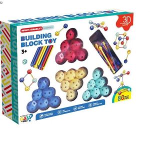 3D Építőgömb készlet – Kreatív készségfejlesztő játék , 80 db-os