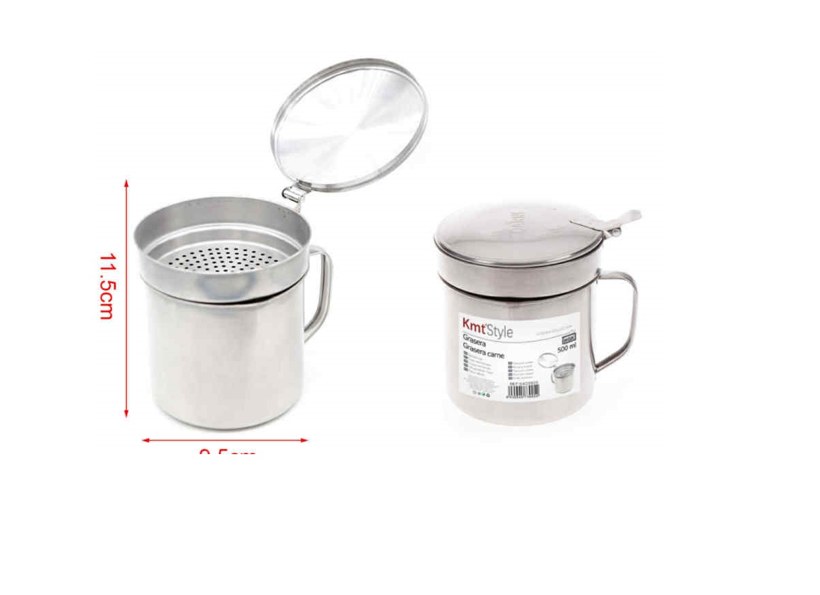 Rozsdamentes konyhai szűrőedény fedővel és fogantyúval 500ml Kmt Style