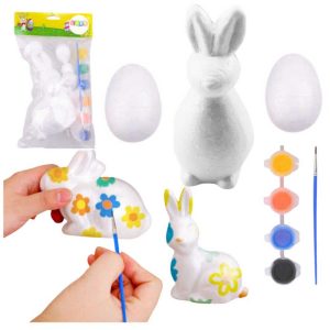 Húsvéti festhető nyuszi és tojás kreatív szett ecsettel és festékkel