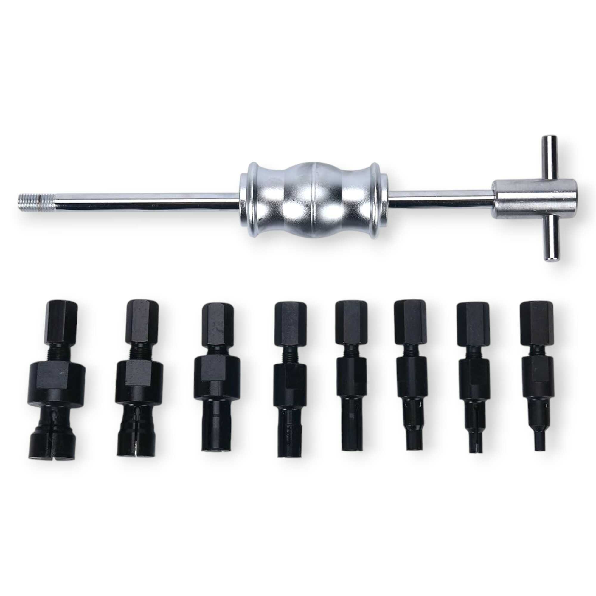 9 részes Professzionális Csúszókalapácsos Belső Csapágy Kihúzó Készlet - 8-32 mm Vakfurat Adapterekkel - HAINA HA-6002