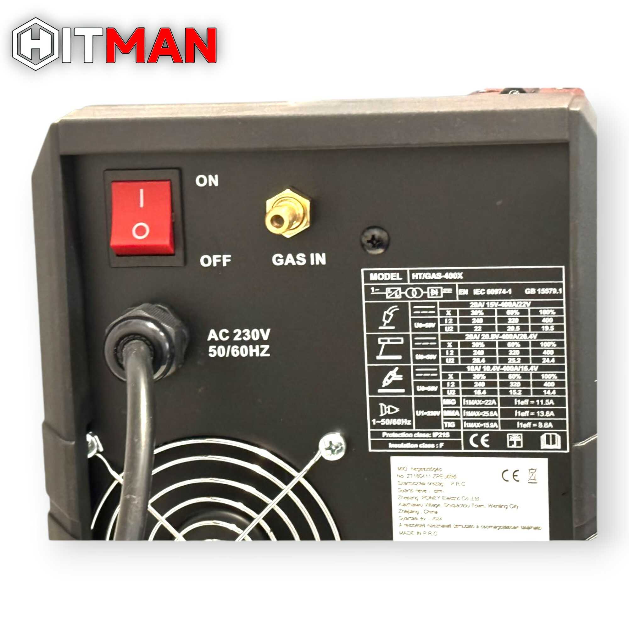 Professzionális Inverteres CO2 Hegesztőgép - 400A - 5 az 1-ben funkció (MIG/MAG/MMA/FLUX/TIG) - HITMAN HT-GAS-400X
