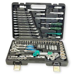177 részes Professzionális Dugókulcs és Komplett Racsnis Szerszámkészlet Kofferben - 1/4", 3/8", 1/2" Meghajtás - HITMAN HA-0067