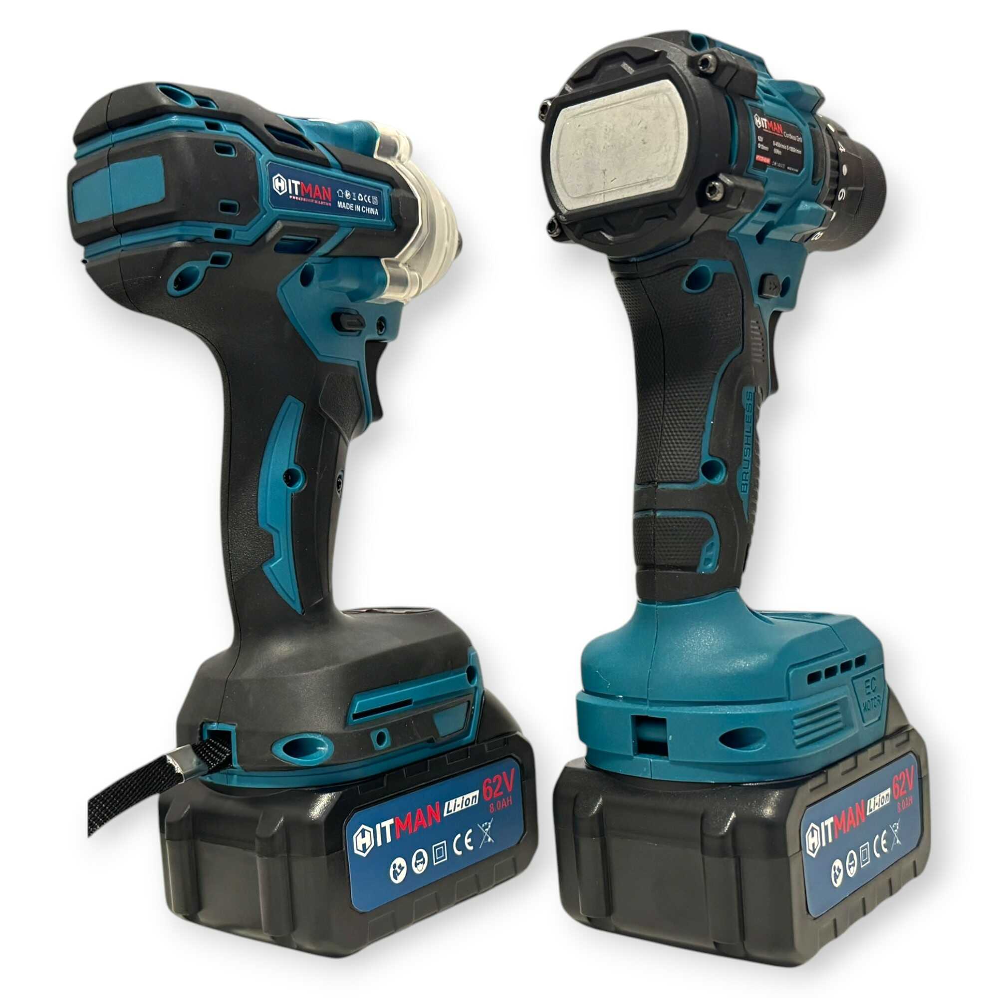 Akkumulátoros Szerszámkészlet - Fúró-Csavarozó és Kerékkulcs Szett 62V, 8.0Ah - HITMAN HT-BBS-6253Pi