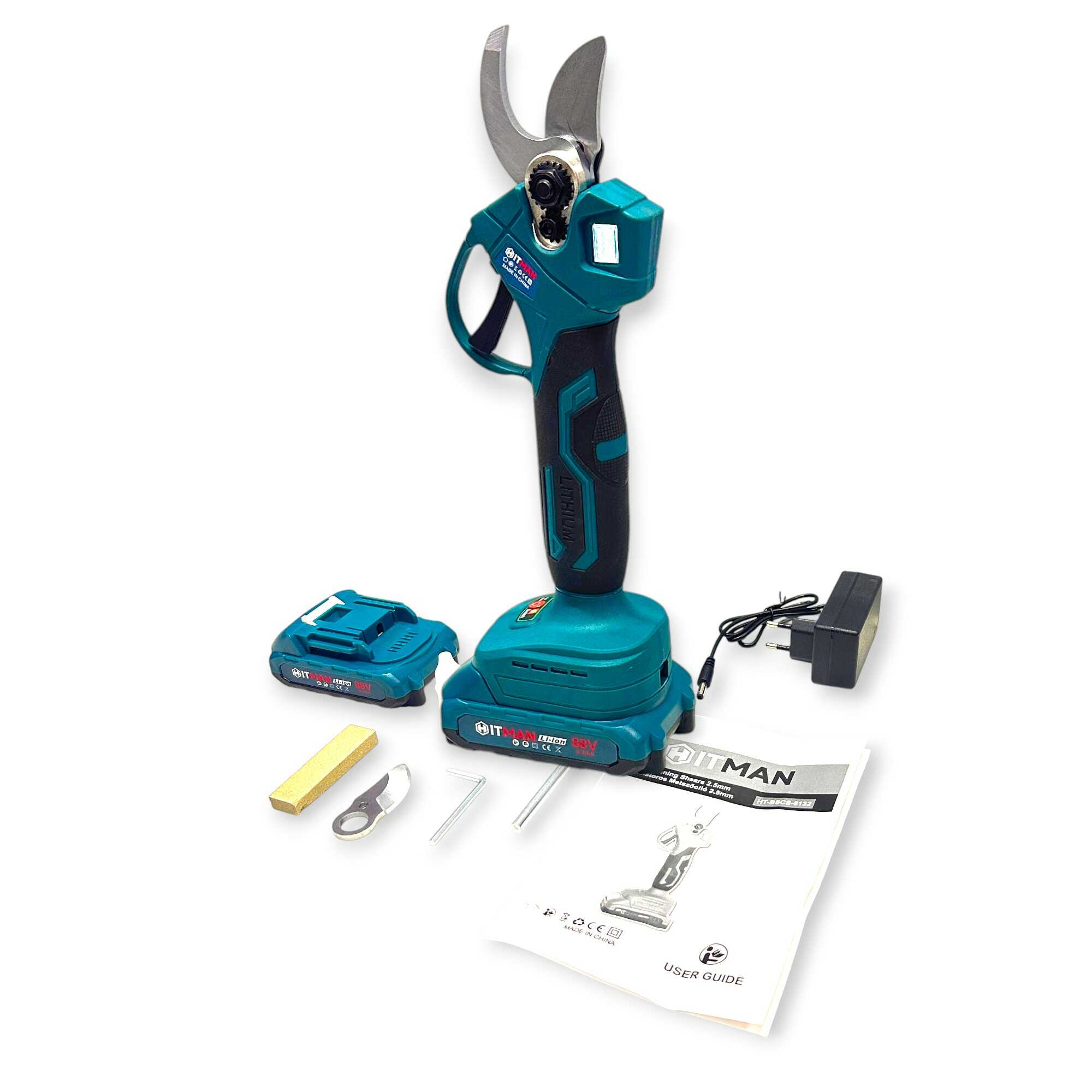 Akkumulátoros Metszőolló 62V 25mm Vágási Kapacitás 2 db Akkuval HT-BSCS-6132 Hitman