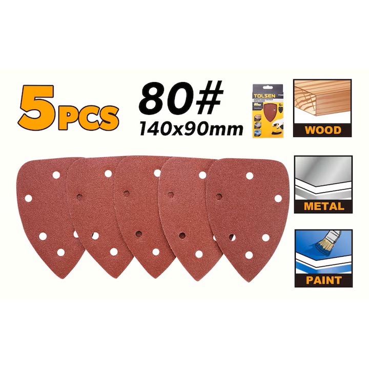 Delta csiszolópapír készlet 100x140 mm, P120 szemcsézet, 5 lyukas kivitel, 5 db/csomag - Kmt Tools - Image 4