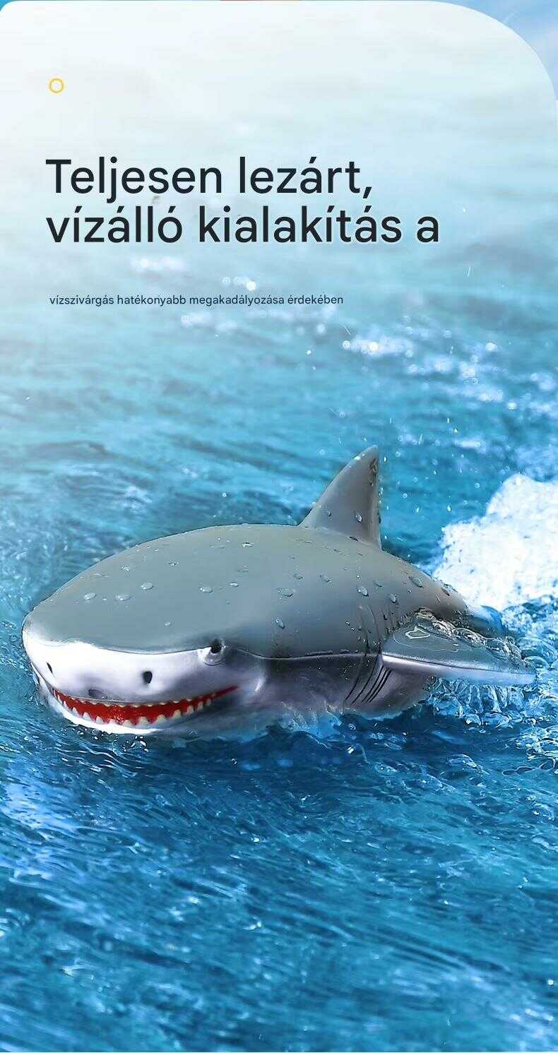 2 az 1 -ben motoros távirányitós csónak és cápa , 2.4Ghz , szürke és fehér , 26x14x8 cm - Image 12