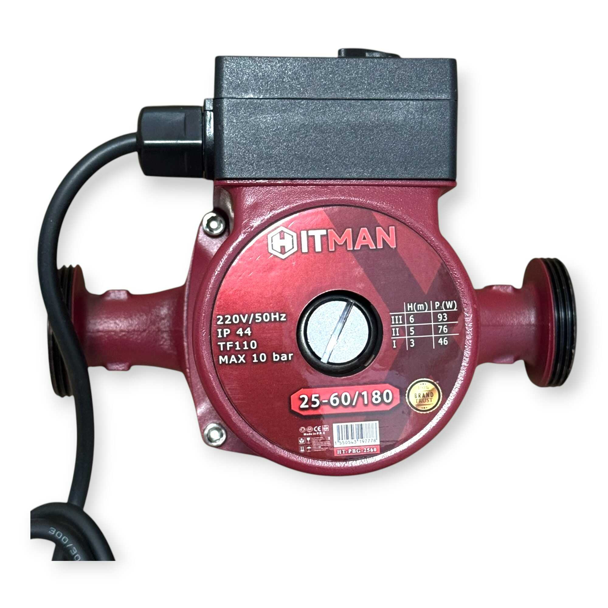 Keringető Szivattyú 3-fokozatú 100W 25-60/180mm Öntöttvas Ház HT-PBG-2560 Hitman