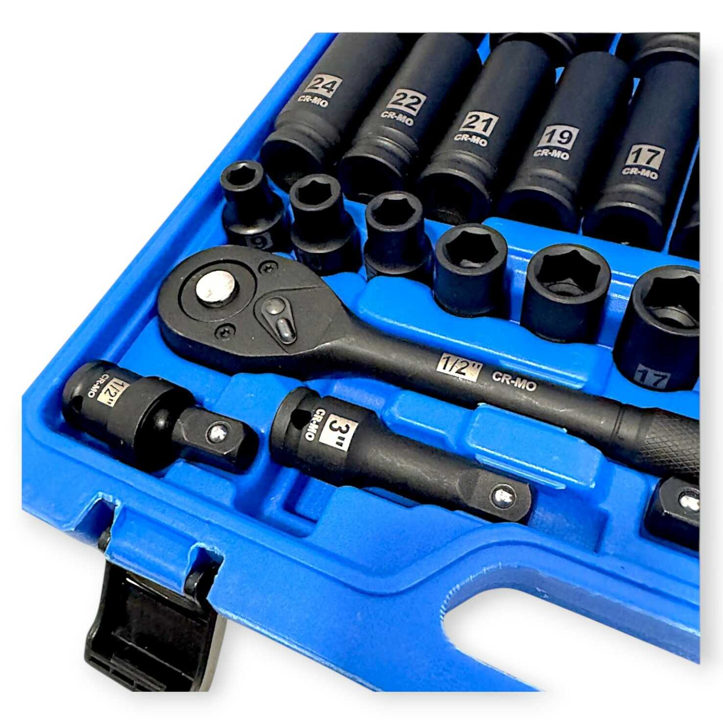 Hitman HA-2585 Erősített 43 részes Gépi Dugókulcs Készlet - 1/2" Racsnis Krova Szett (9-38mm)