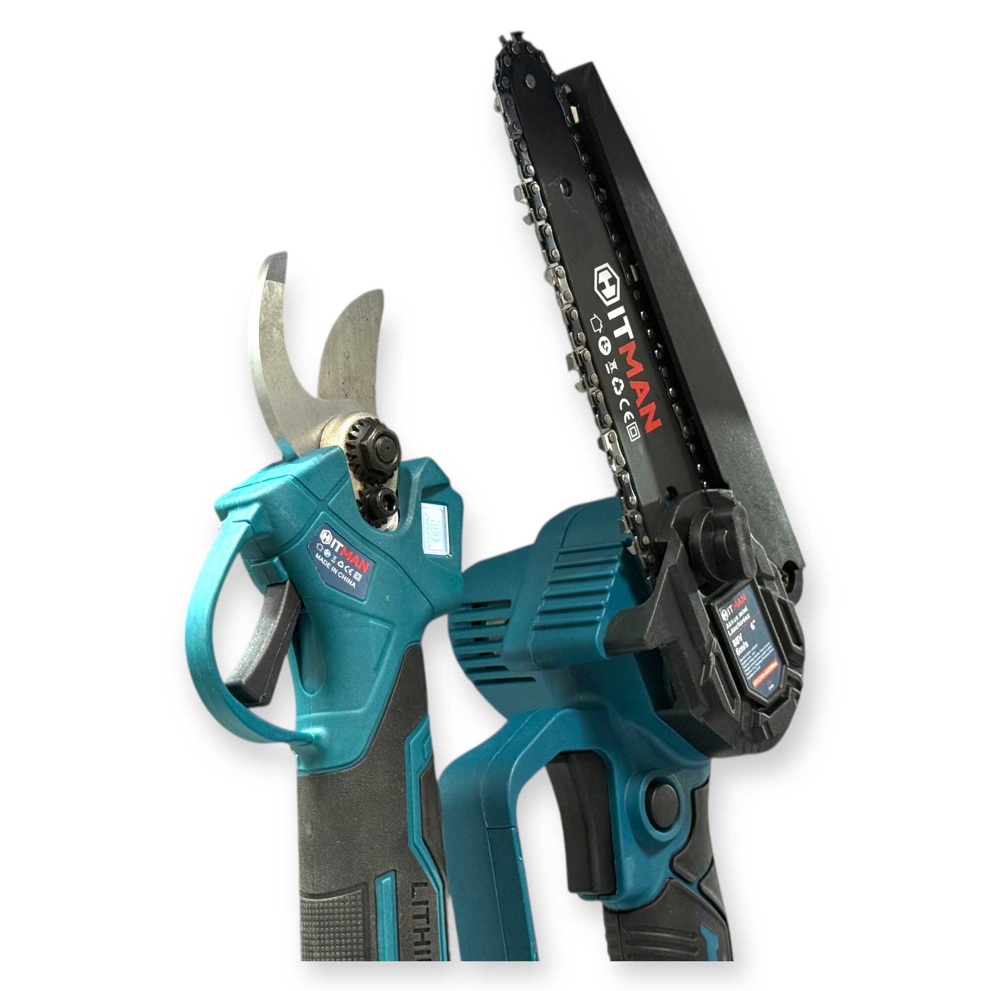 Akkumulátoros Profi Kerti Készlet 62V Metszőolló és 6" Láncfűrész 2 db Akkuval HT-RSX-6477 Hitman