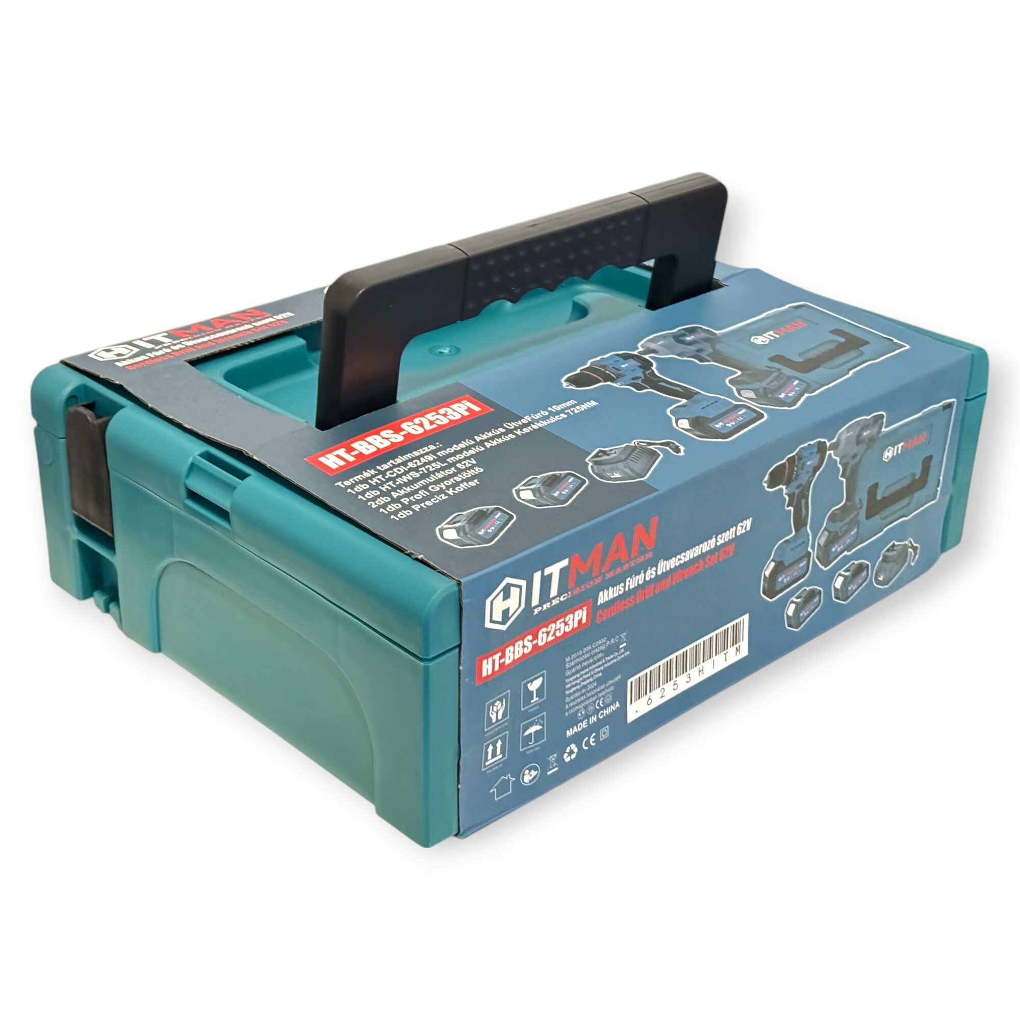 Akkumulátoros Szerszámkészlet - Fúró-Csavarozó és Kerékkulcs Szett 62V, 8.0Ah - HITMAN HT-BBS-6253Pi