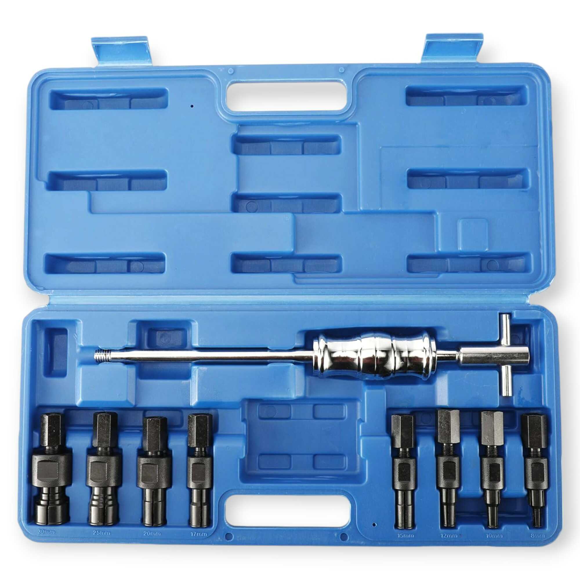 9 részes Professzionális Csúszókalapácsos Belső Csapágy Kihúzó Készlet - 8-32 mm Vakfurat Adapterekkel - HAINA HA-6002