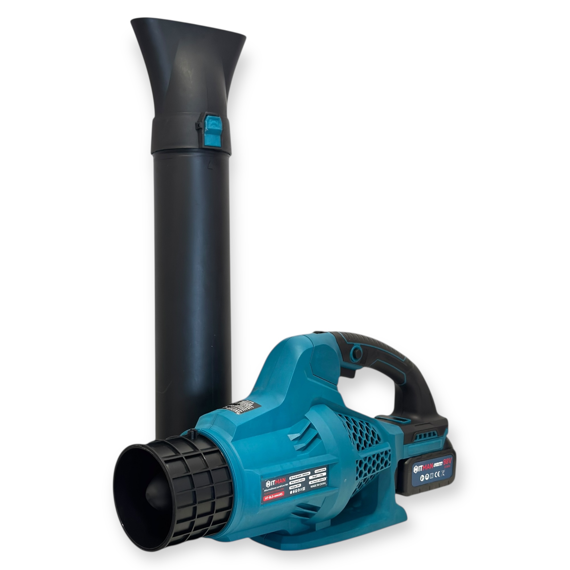 Akkumulátoros Lombfúvó - 98V, 6 sebességes, gyorstöltővel (akku nélkül) - HITMAN HT-BLS-6444RS