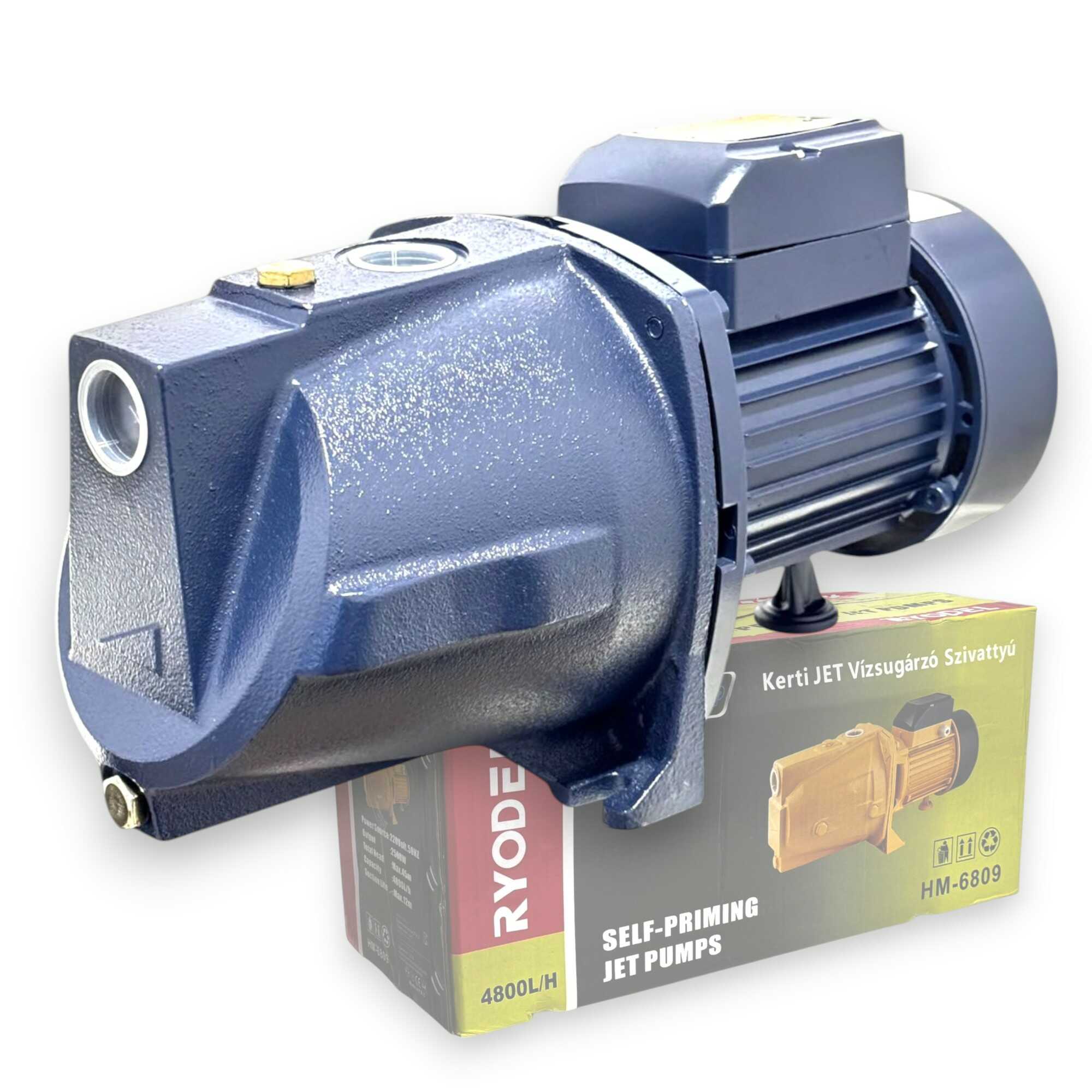 Önfelszívó Kerti JET Szivattyú és Vízsugárzó 2500W 4800l/h Öntvényház HM-6809 Ryodel