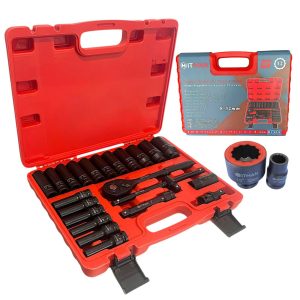 Professzionális Gépi Dugókulcs Készlet - 23 részes, 1/2" 12-pontos Csillagprofilú Krova Szett - HITMAN HA-6844