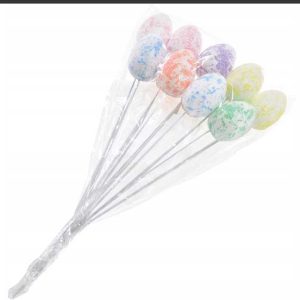 Húsvéti színes márványos dekorációs tojások pálcikán 4x6 cm 6 db/csomag KTM