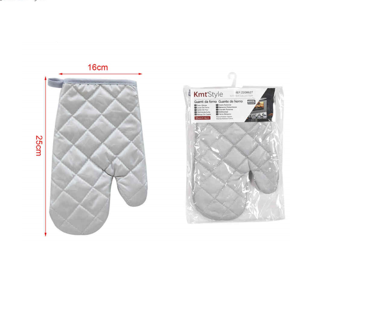 Hővisszaverő steppelt sütőkesztyű akasztóval 25x16cm Kmt Style