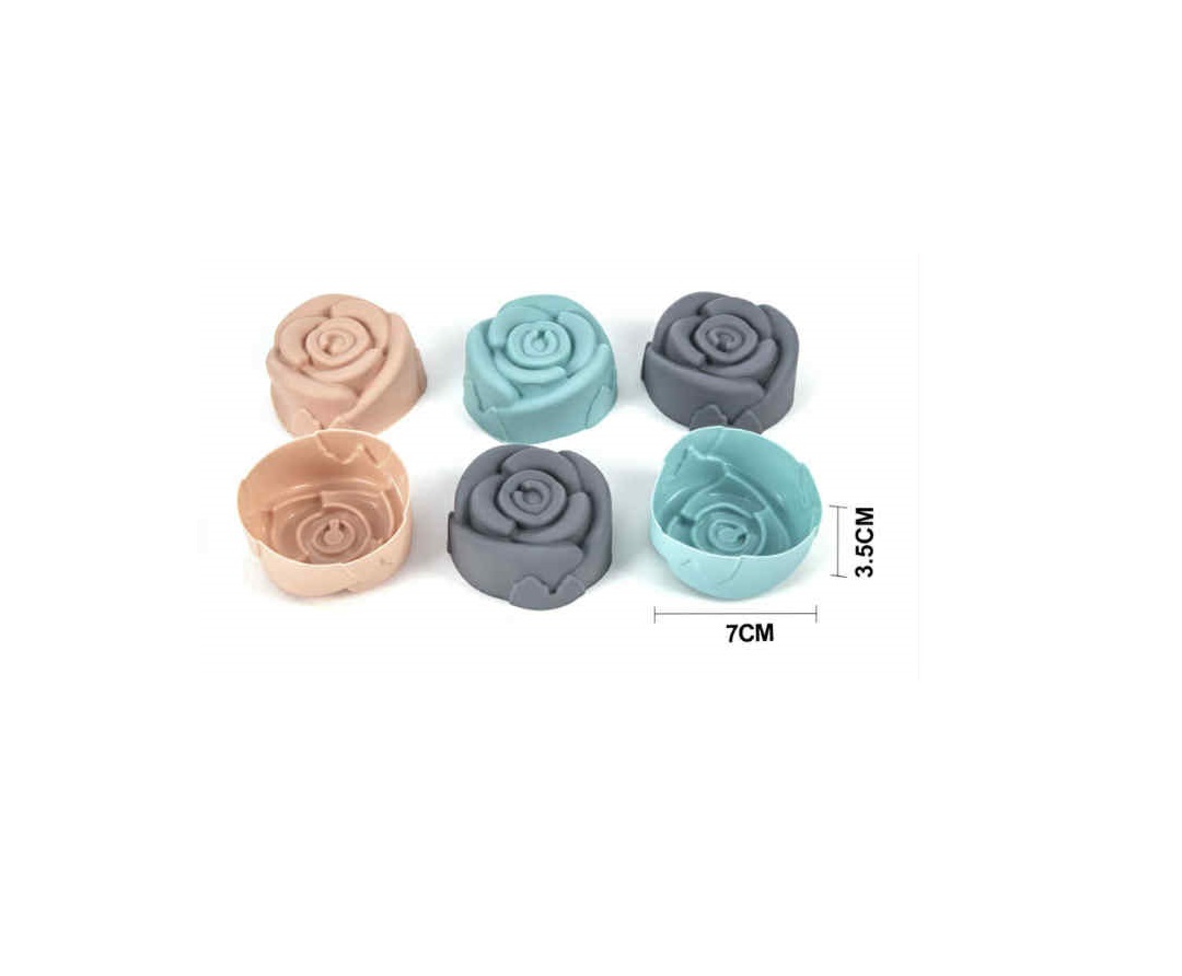 Rózsa alakú szilikon muffin sütőforma készlet 7x3.5cm Torch