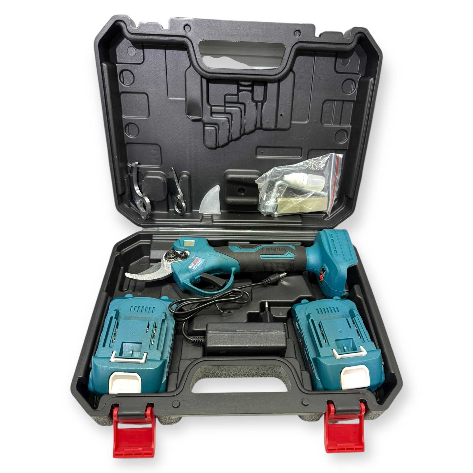 Akkumulátoros Metszőolló 88V LCD Kijelző 2-Akkús 2-Kés Készlet HT-BSCS-6449 Hitman