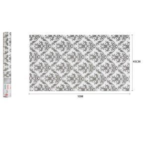 Barokk Mintás Szürke-Fehér Elegáns Öntapadós Tapéta 45cm x 10m - Torch