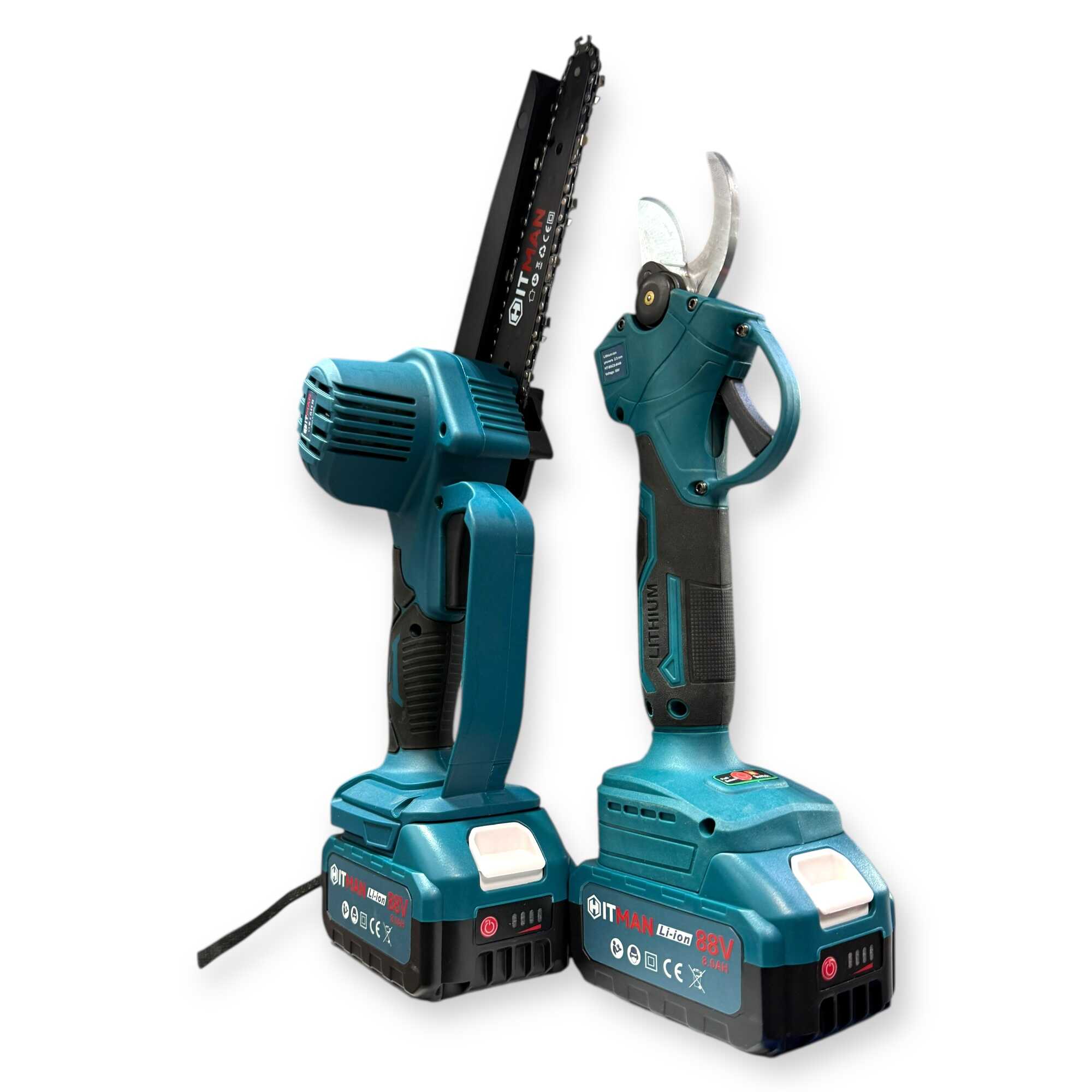 Akkumulátoros Profi Kerti Készlet 62V Metszőolló és 6" Láncfűrész 2 db Akkuval HT-RSX-6477 Hitman