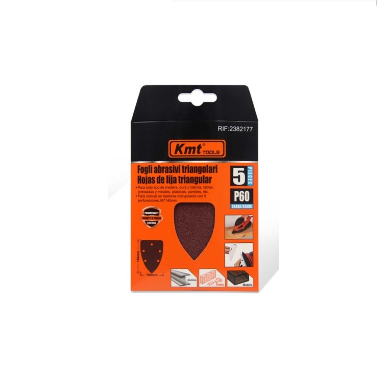 Delta csiszolópapír készlet 100x140 mm, P60 szemcsézet, 5 lyukas kivitel, 5 db/csomag - Kmt Tools