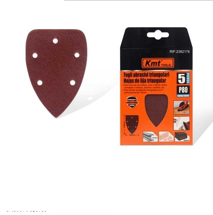 Delta csiszolópapír készlet 100x140 mm, P80 szemcsézet, 5 lyukas kivitel, 5 db/csomag - Kmt Tools