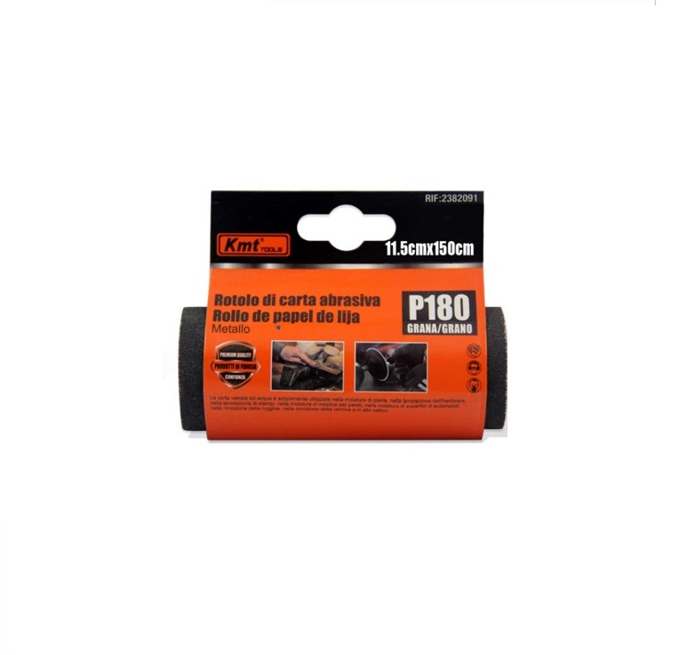 Csiszolópapír tekercs 11,5 cm x 150 cm, P180 szemcsézet, száraz és nedves csiszoláshoz - Kmt Tools