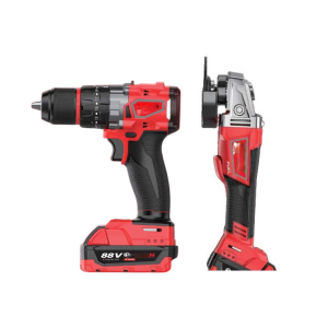 Professzionális 2 az 1-ben akkumulátoros gépcsomag ütvefúróval és sarokcsiszolóval, 2 db CP5.0 akkuval, piros kofferben SM-4221 SUPAMASTER