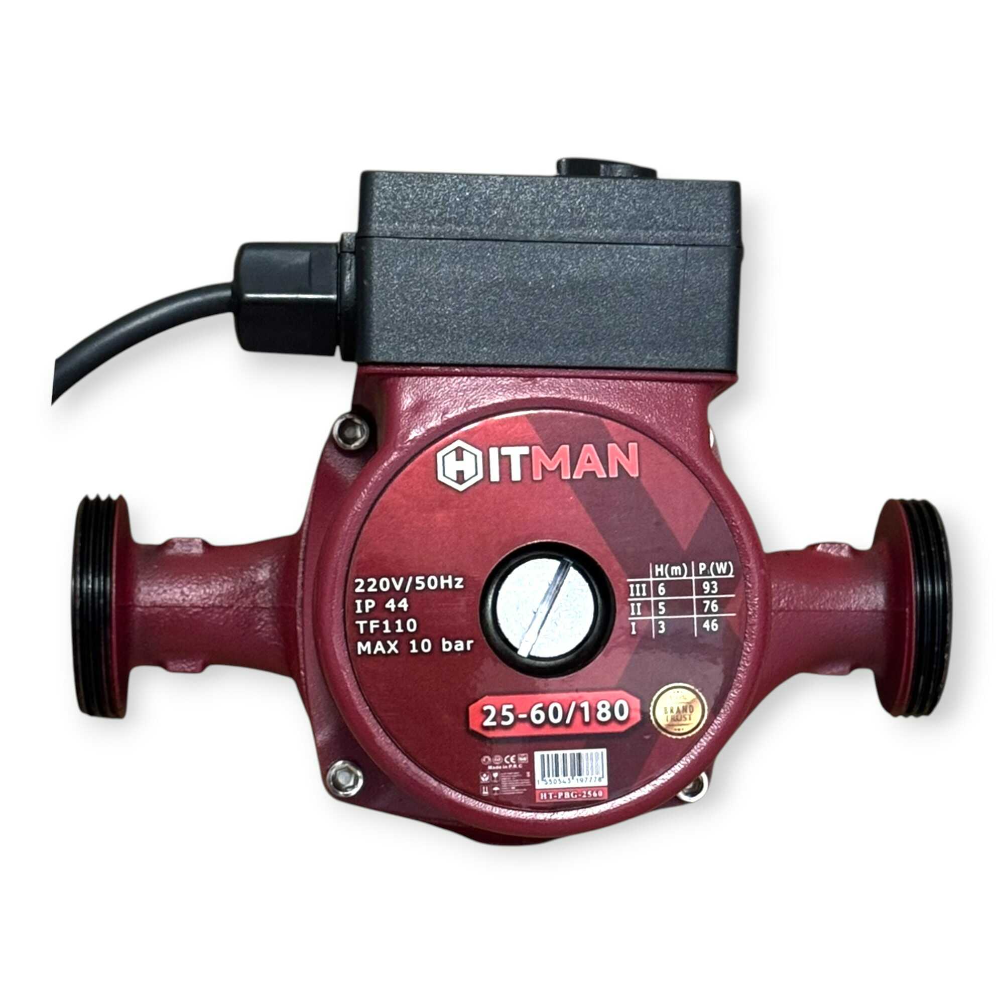 Keringető Szivattyú 3-fokozatú 100W 25-60/180mm Öntöttvas Ház HT-PBG-2560 Hitman