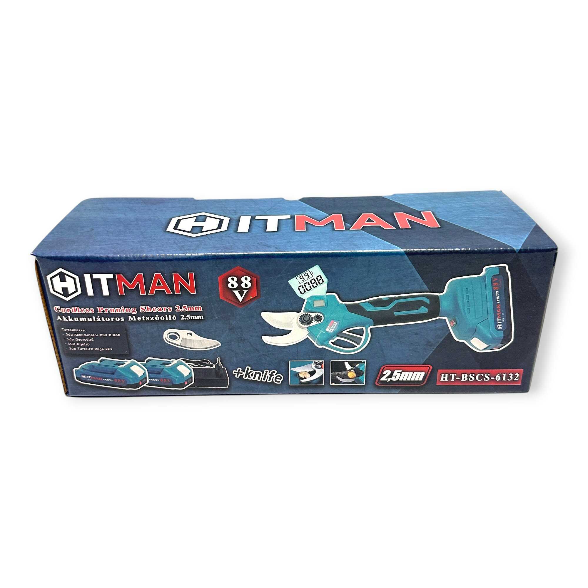 Akkumulátoros Metszőolló 62V 25mm Vágási Kapacitás 2 db Akkuval HT-BSCS-6132 Hitman