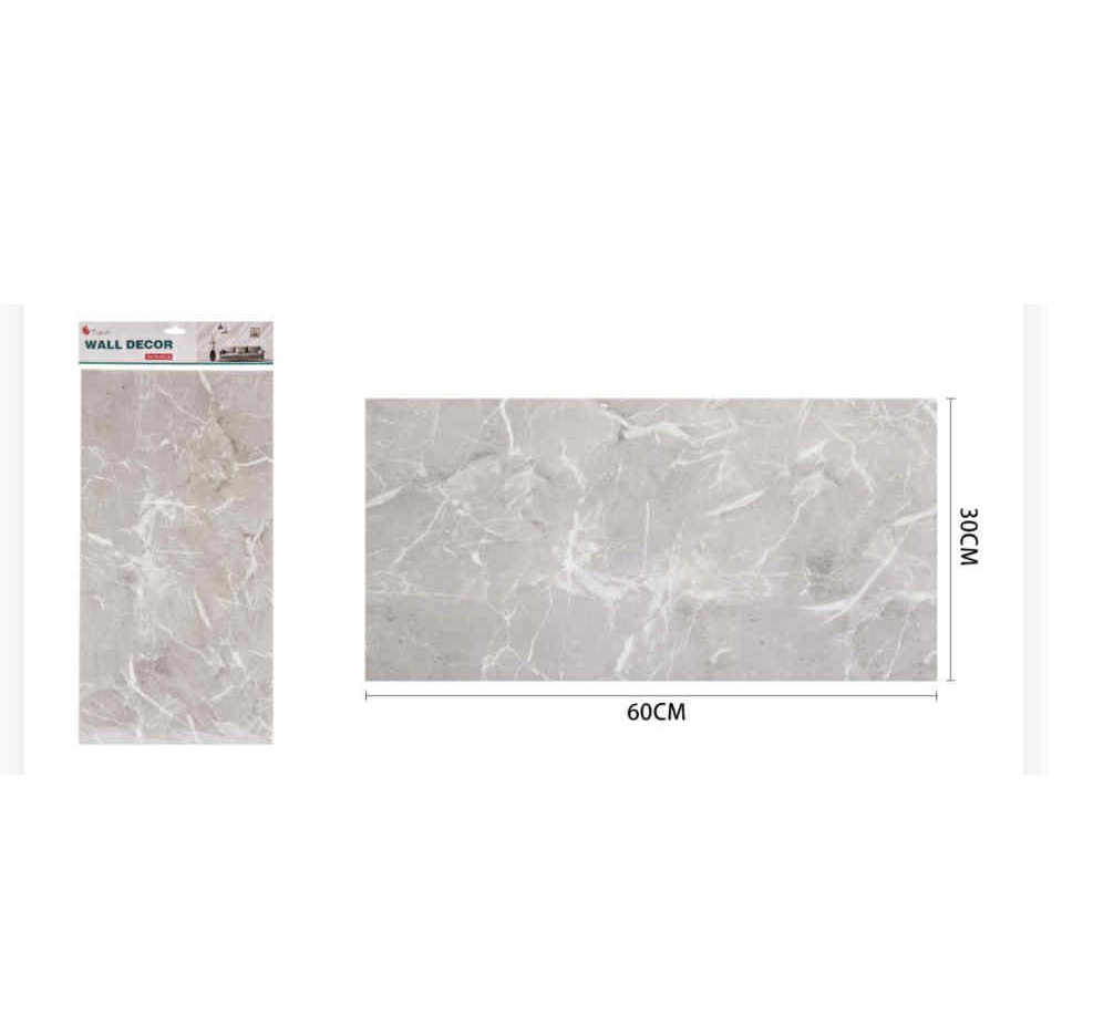 Elegáns Szürke Márványmintás Öntapadós Fali Dekoráció 60cm x 30cm