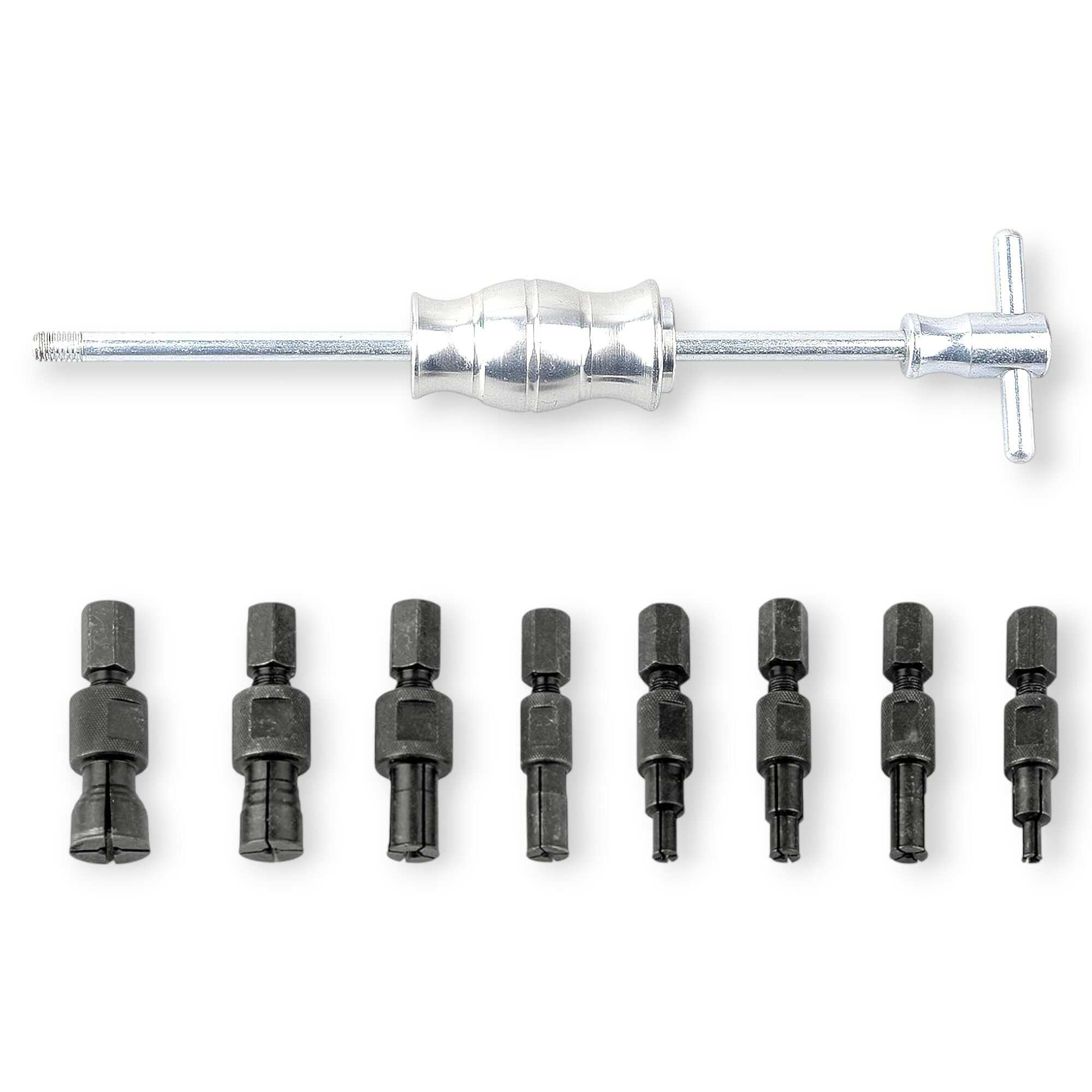 9 részes Professzionális Csúszókalapácsos Belső Csapágy Kihúzó Készlet - 8-32 mm Vakfurat Adapterekkel - HAINA HA-6002